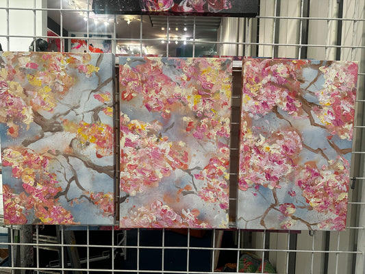 Pastel Cherry Blossom Triptych