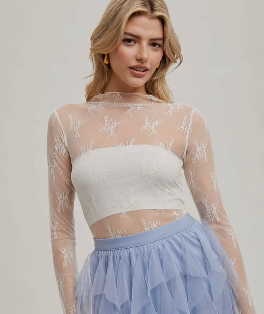 Embroidered Sheer Top