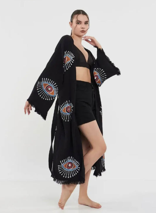 Black Evil Eye Kimono