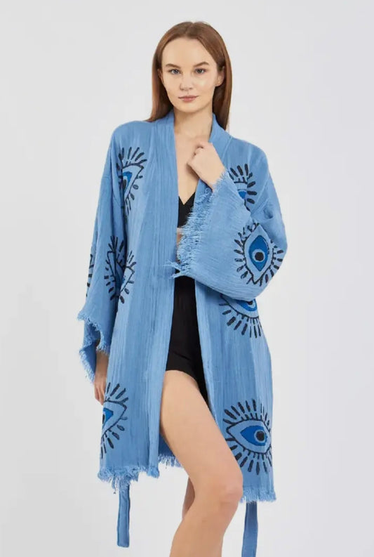 Blue Evil Eye Kimono