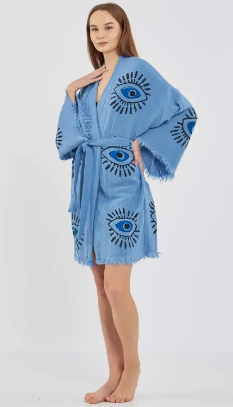 Blue Evil Eye Kimono